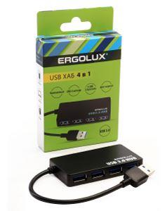 ERGOLUX (15109) ELX-SLP01-C02 (Разветвитель USB-4USB, 2А, Черный, Коробка)