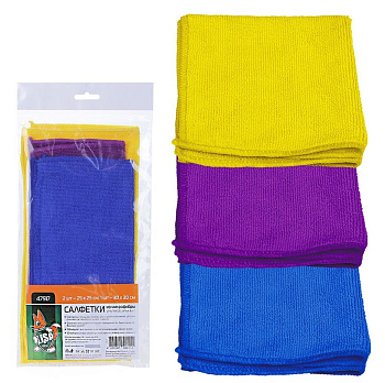 LI-SA из микрофибры в наборе (2 шт-25х25см, 1 шт- 30х30 см) (европодвес) 47917