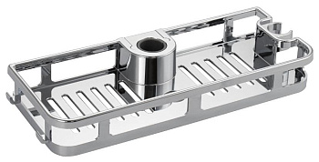 BRIMIX 3352 Полка для душевых стоек и стоек тропический душ, глубокая, хромированная, 28х11х4 см