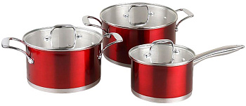 POMIDORO POMI D'ORO PSS-640027 Prezioso Набор кастрюль 20см, 24см и соусник 16см с крышками