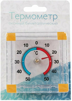 ТЕРМОМЕТР оконный биметаллический, квадратный ТББ на блистере (100654)