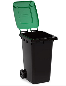 АЛЬТЕРНАТИВА М5937 для мусора 240л (на колесах)(черный с зеленной крышкой)