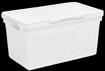 VIOLET Лофт 21л узкая с крышкой белая 562106