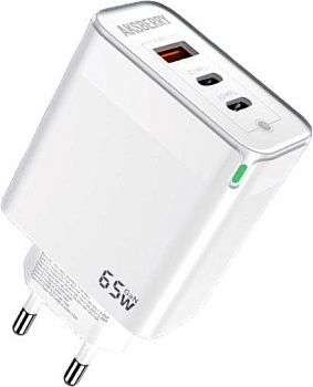 AKSBERRY (6974929200114) T50 USBC+USBC+ USBA QC3.0 65w (белый)