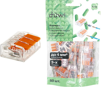 DUWI (26716 4) Клемма рычажковая, СМК 223-413, 0,5-4мм²