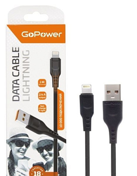 GOPOWER (00-00018568) GP01L USB (m)-Lightning (m) 1.0м 2.4A черный