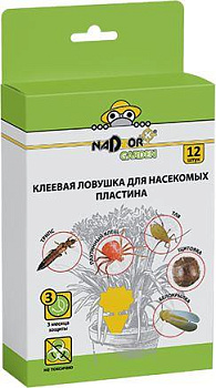 NADZOR Клеевая ловушка от насекомых для комнатных цветов, 12 шт/уп., PEST18