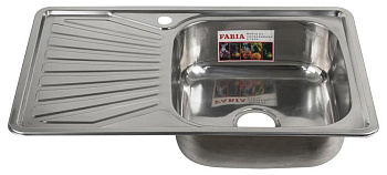 FABIA 62322R Мойка 78х48 врезная правая 0,8 мм + большой сифон с переливом