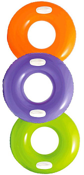 INTEX Круг надувной для плавания 76 см. Глянцевый с ручками (3 вида). Арт. 59258NP