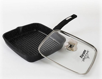 МЕЧТА С66802 Гранит black несъемная ручка стеклянная крышка