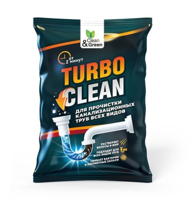CLEAN&GREEN CG8083 для прочистки канализационных труб (щелочное, пакет) 70гр