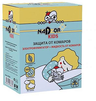 NADZOR Комплект от комаров для детей-45 ночей (Электрофумигатор+жидкость) DET1245