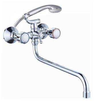 GOTA ROCIO G344510-GOTA Orio Смеситель д/ванны с 2-мя рукоятками с изливом S-30см. перекл.душа