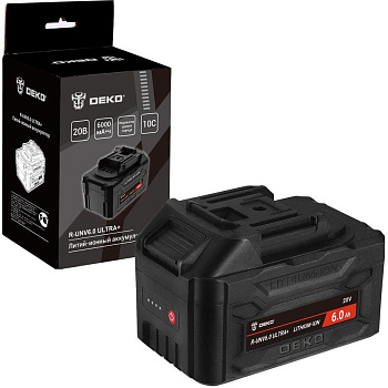 DEKO R-UNV6.0 ULTRA+, Li-ion, 20В, 6.0А*ч, с повышенной токоотдачей 083-1019