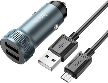 HOCO (6931474795656) Z49 2USB 2.4A для micro USB Metal grey