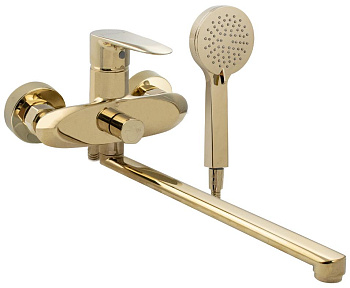 MAGNUS 9370 Смеситель в ванную длинный нос под золото, шаровый, с дивертором на корпусе