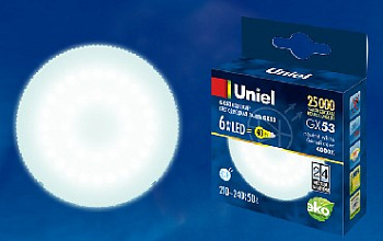 UNIEL (UL-00001669) LED-GX53-6W/NW/GX53/FR PLZ01WH матовая Белый свет