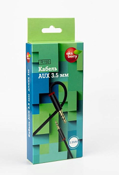 AKSBERRY (6900209120018) R150, jack 3.5mm-jack 3.5mm, круглый в тканевой оплетке,1м , черный