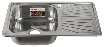 FABIA 62322L Мойка врезная 78х48 левая толщина 0,8 мм глубина 180 мм + большой сифон с переливом