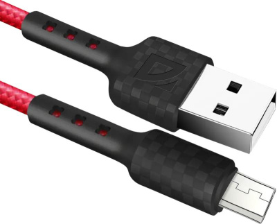 DEFENDER (87115RED) USB кабель F181 Micro 1м, 2.4А, нейлон
