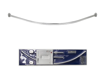 GFMARK 100013 Карниз в ванную угловой 1600мм , закруглённый хромированный из алюминия , овальная труба