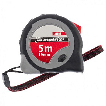 MATRIX Рулетка Continuous fixation, 5 м х 19 мм, двухкомпонентный корпус, плавная фиксация 31088