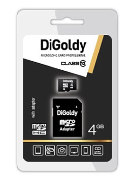 DIGOLDY MicroSDHC 4GB Class10 + адаптер SD