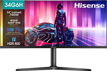 HISENSE 34 34G6H VA WQ чер 1MS HDMI DP HAS PIV 165HZ 400CD EX CUR