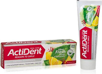 ACTIVE ACTIDENT Зубная паста Лимон и Гамаммелис Ultra Fresh, без парабенов, 100 г (512901007)