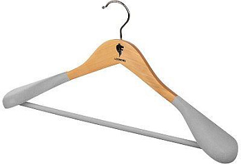 LEONORD Вешалка деревянная с широкими плечами, флокированная, светлое дерево (107884)