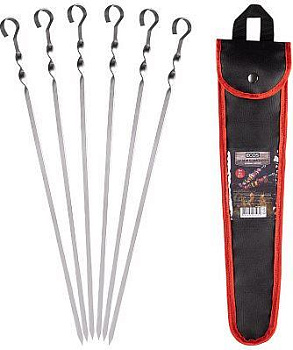ECOS Набор шампуров 450*10*0,7мм, угловой, с витком, 6шт., в чехле 182540