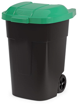 АЛЬТЕРНАТИВА М4663 для мусора 65л (на колесах)(черный с зеленной крышкой)