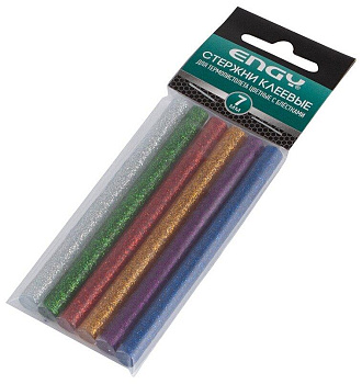 ENGY Стержни клеевые цветные, с блестками, 7х100 мм, 6 шт (007586)