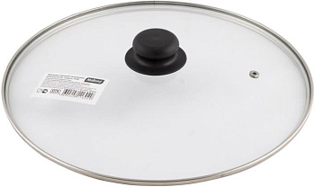 MALLONY Крышка с ручкой стеклянная 30см., с метал/обод, паровыпуск, низ. (987024)