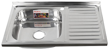 FABIA 62274L Мойка 80х50 наклад левая 0.6 мм + большой сифон с переливом