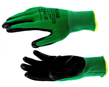 PALISAD Перчатки полиэфирные с чёрным нитрильным покрытием, размер L, 15 класс вязки 67865