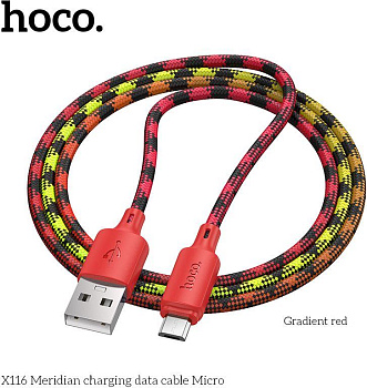 HOCO (6942007650809) X116m для micro USB , 1 м, Gradient Red
