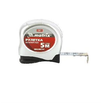 MATRIX Рулетка Magnetic, 5 м х 19 мм, магнитный зацеп 31011