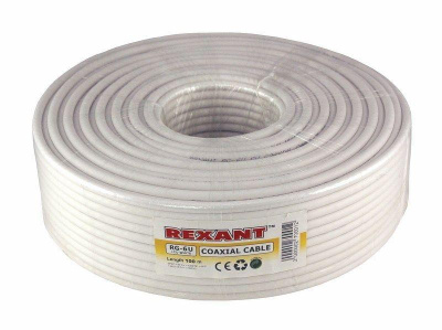 REXANT (01-2221) RG-6U, бухта 100м, INDOOR, белый