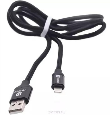 HARPER BRCH-510 BLACK USB - 8PIN 1м нейлоновая оплетка
