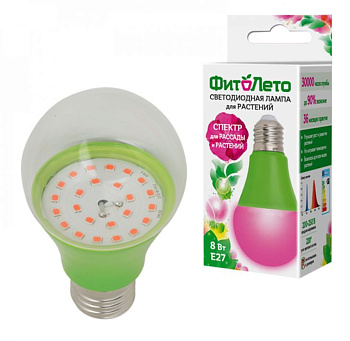 UNIEL (UL-00004581) LED-A60-8W/SPSB/E27/CL PLP30GR для растений