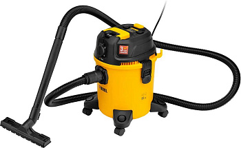 DENZEL Пылесос строительный RVC20, 1400 Вт, бак 20 л, шланг 3 м, розетка с автосинхр. 28202