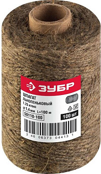 ЗУБР 100 м, d 1.4 мм, 1250 текс, 13.5 кгс, льнопеньковый шпагат (50110-100)