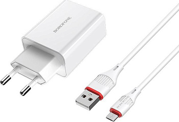 BOROFONE (6931474702470) B21Am White СЗУ 1USB 3.0A QC3.0 быстрая зарядка