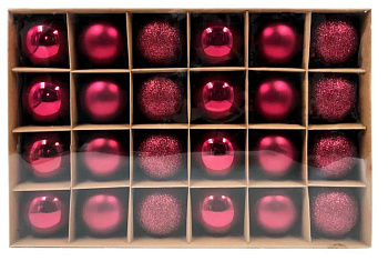 WINTER GLADE Набор ёлочных шаров пластик, 6 см, 24 шт, красный микс, 6024G003