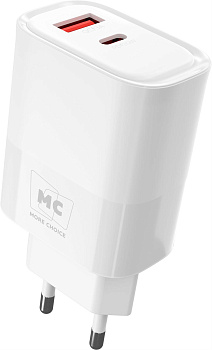 MORE CHOICE (4620202555533) NC81 СЗУ 1USB+1Type-C 3.0A PD 20W+ QC3.0 , белый