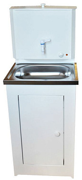 ВИХРЬ 74/4/6 Умывальник дачный КОМФОРТ, с подогревом, нержавеющая мойка, цвет белый