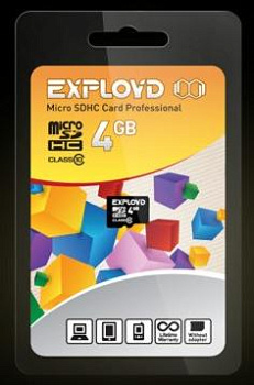 EXPLOYD MicroSDHC 4GB Class10 - б/а [EX004GCSDHC10-W/A-AD]