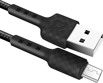 DEFENDER (87115BLA) USB кабель F181 Micro 1м, 2.4А, нейлон