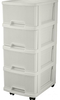 KEEPLEX KL379422048 Ajur с ящиками на колесиках четырехсекционный компакт белое облако